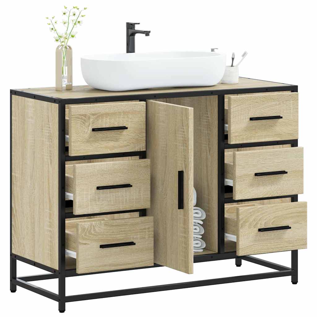 Washbasin base cabinet Sonoma oak 80x33x60 cm wood material