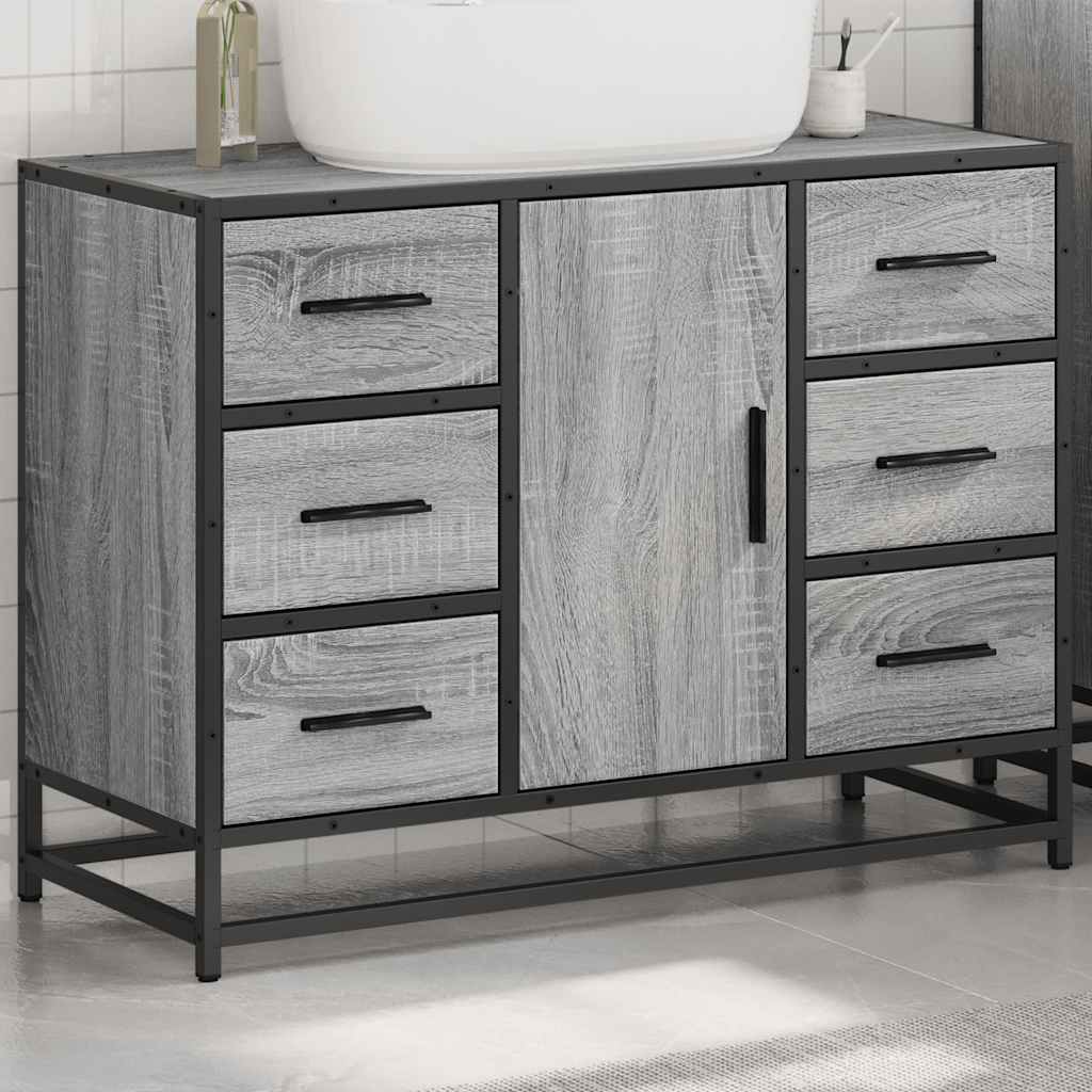 Washbasin Cabinet Grey Sonoma 80x33x60 cm Wood Material