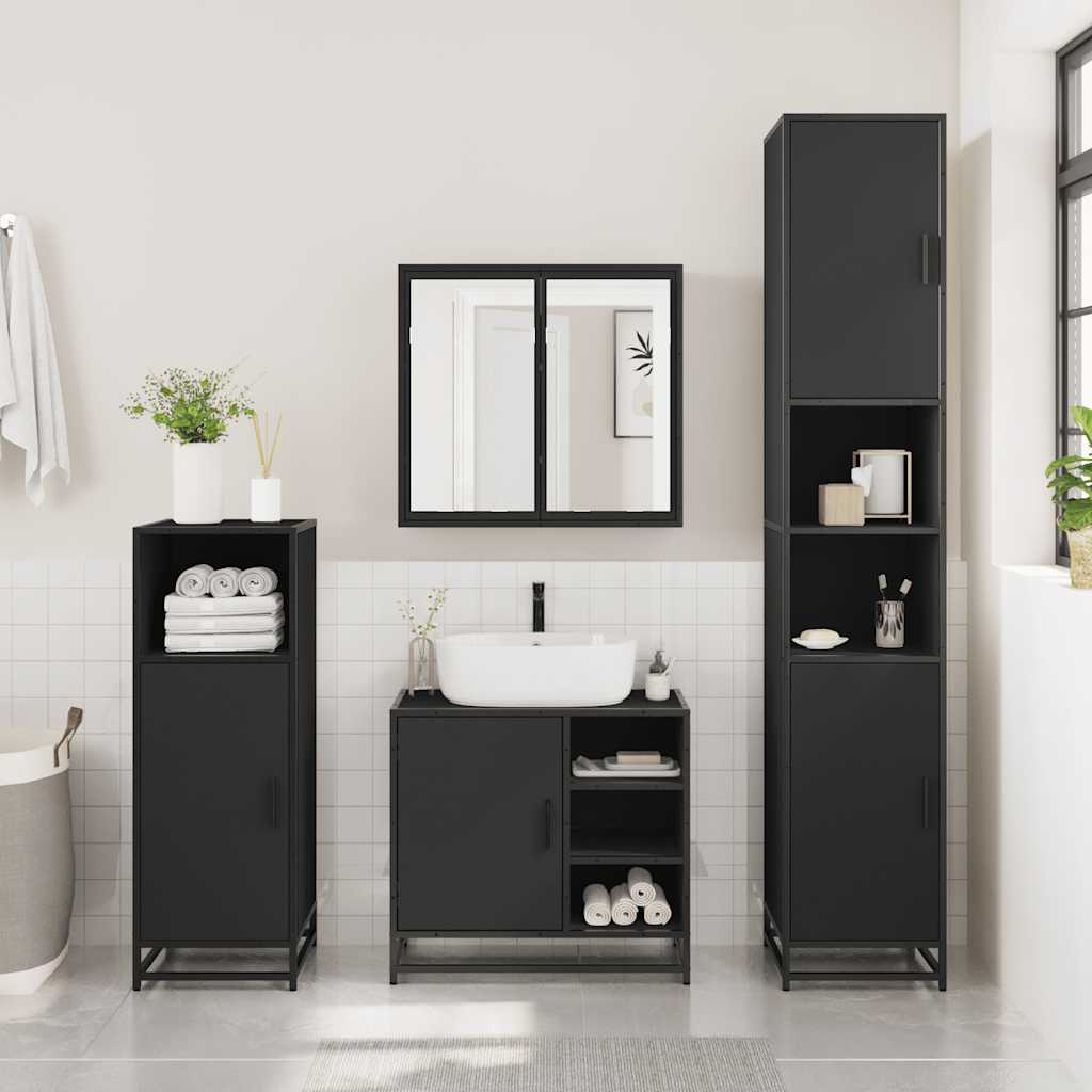 Washbasin Cabinet Black 65x33x60 cm Wood Material