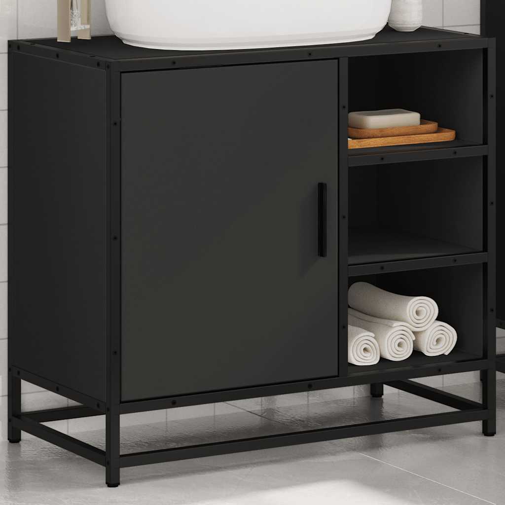 Washbasin Cabinet Black 65x33x60 cm Wood Material