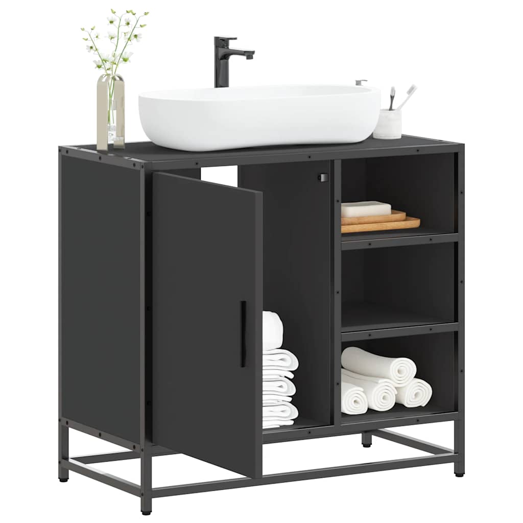 Washbasin Cabinet Black 65x33x60 cm Wood Material