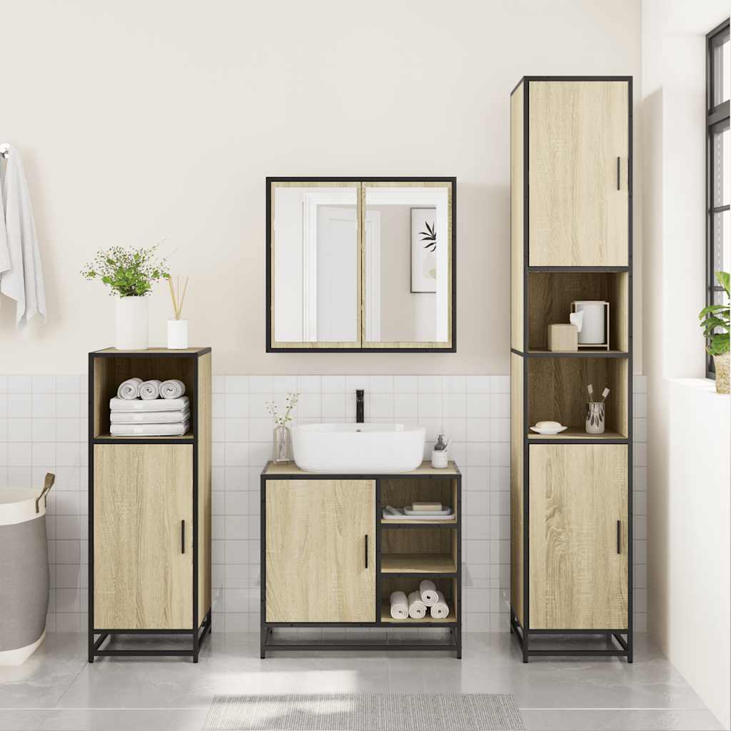 Bathroom Cabinet Sonoma Oak 65x33x60 cm Wood Material