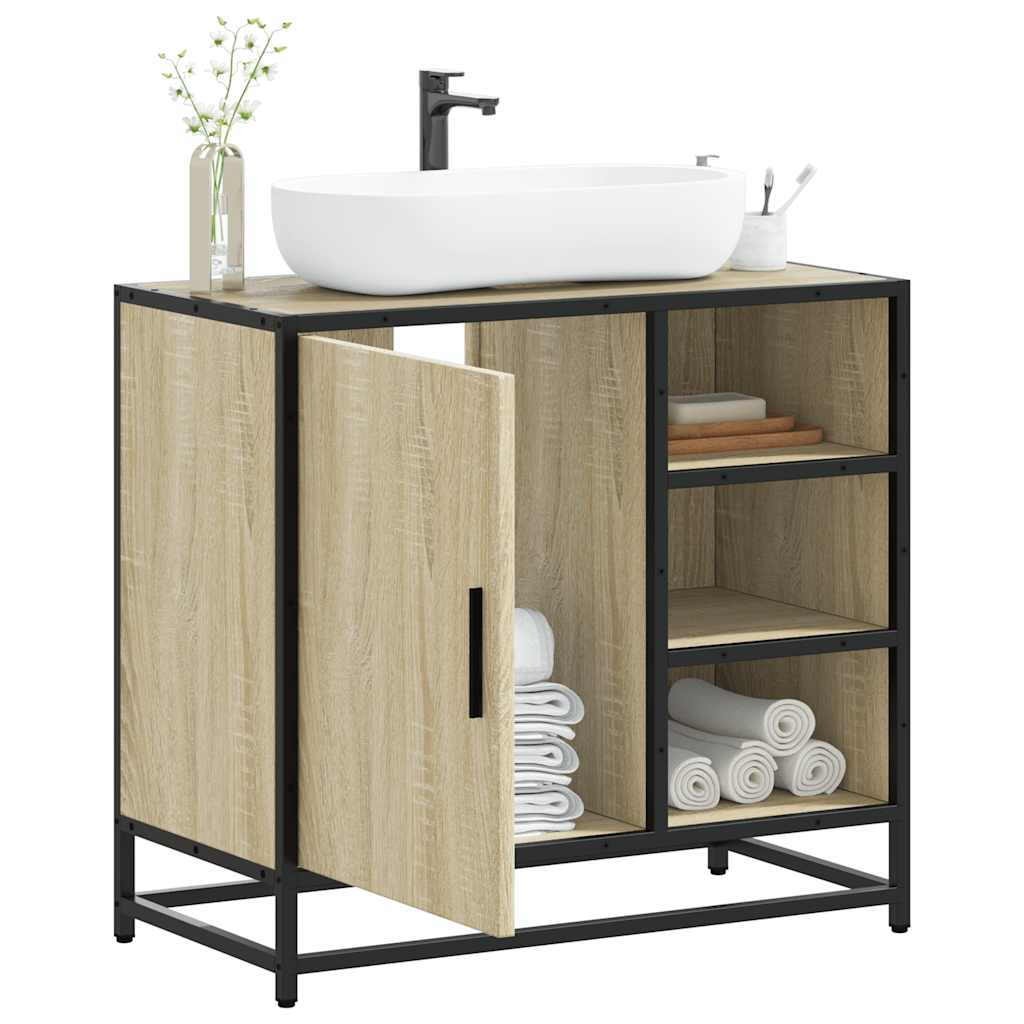 Bathroom Cabinet Sonoma Oak 65x33x60 cm Wood Material