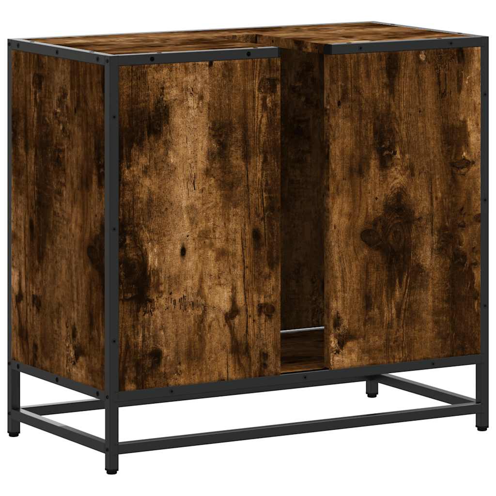 Washbasin base cabinet smoked oak 65x33x60 cm wood material