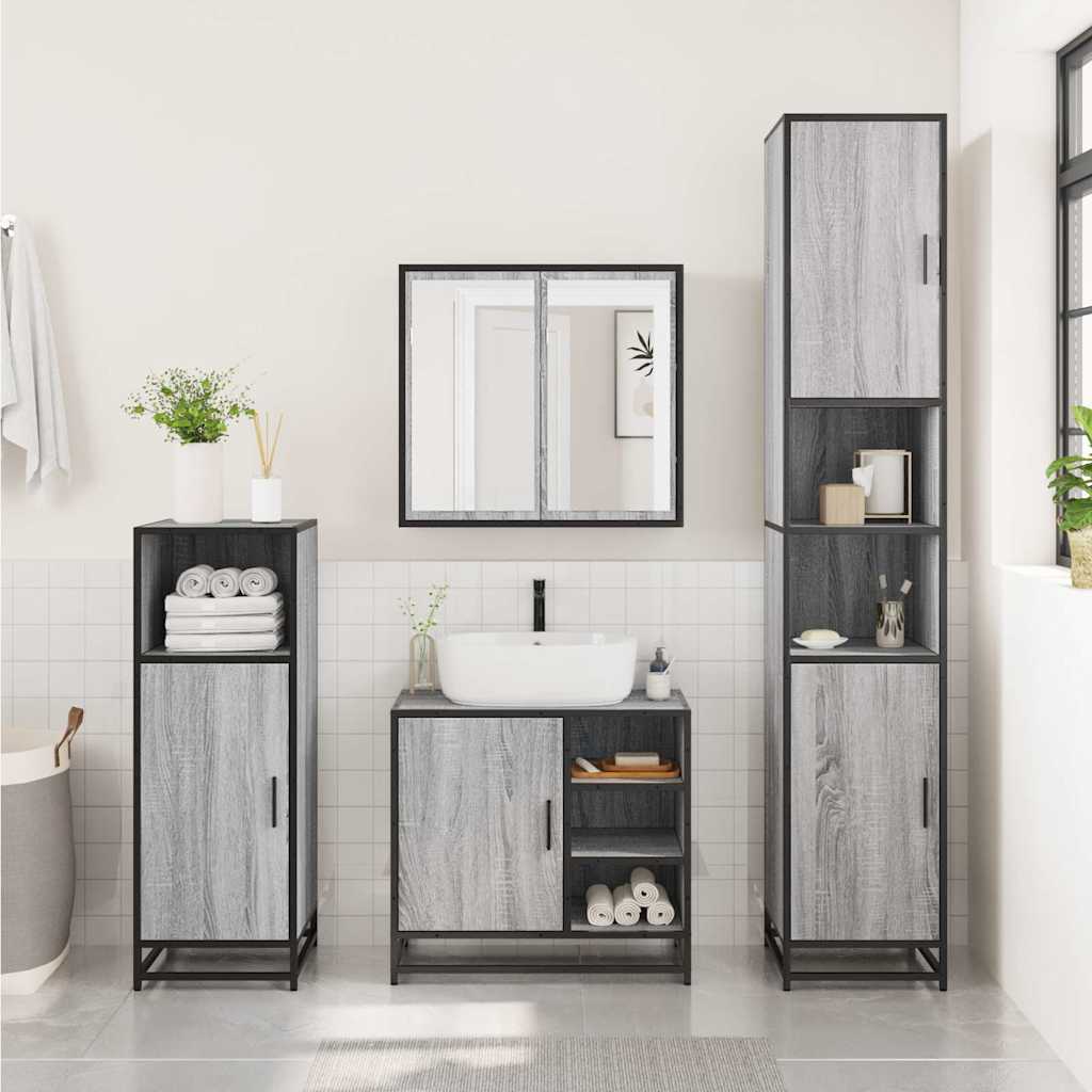 Washbasin Cabinet Grey Sonoma 65x33x60 cm Wood Material