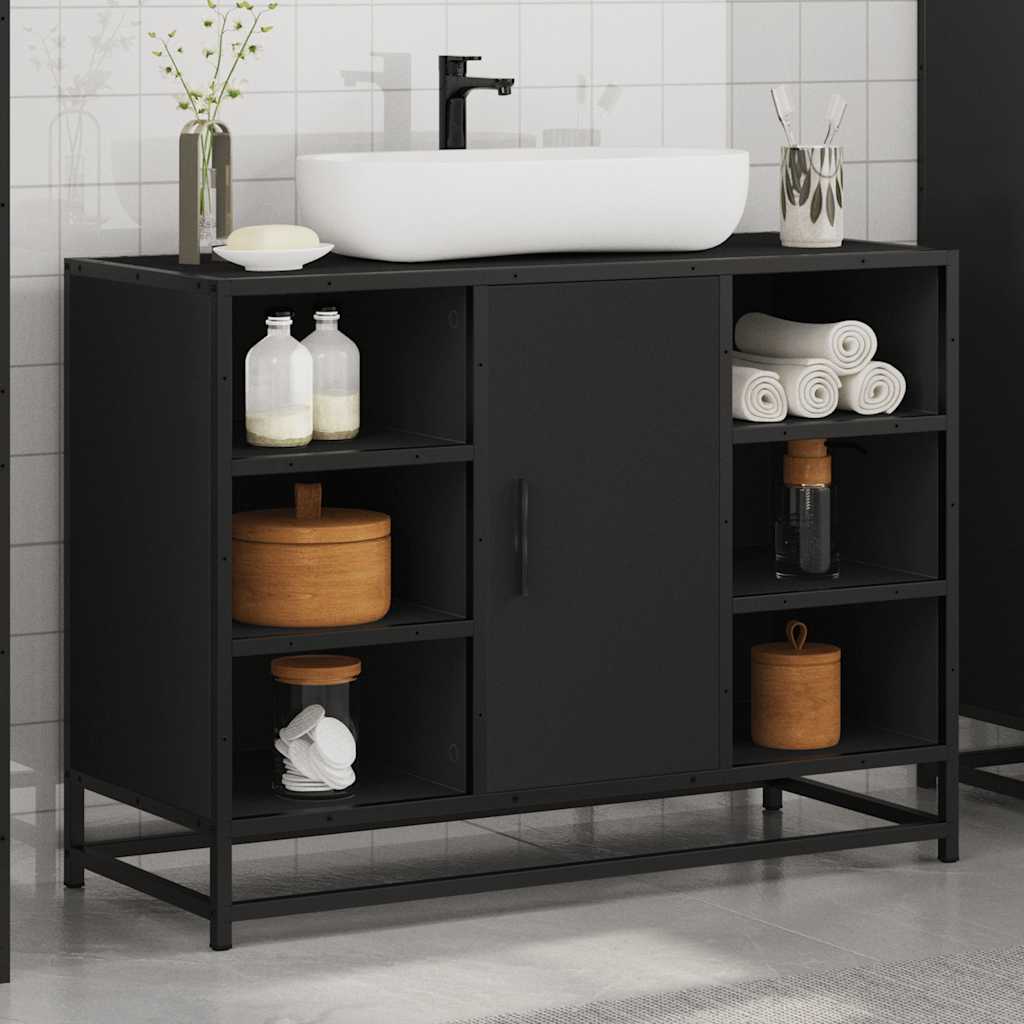 Washbasin Cabinet Black 80x33x60 cm Wood Material