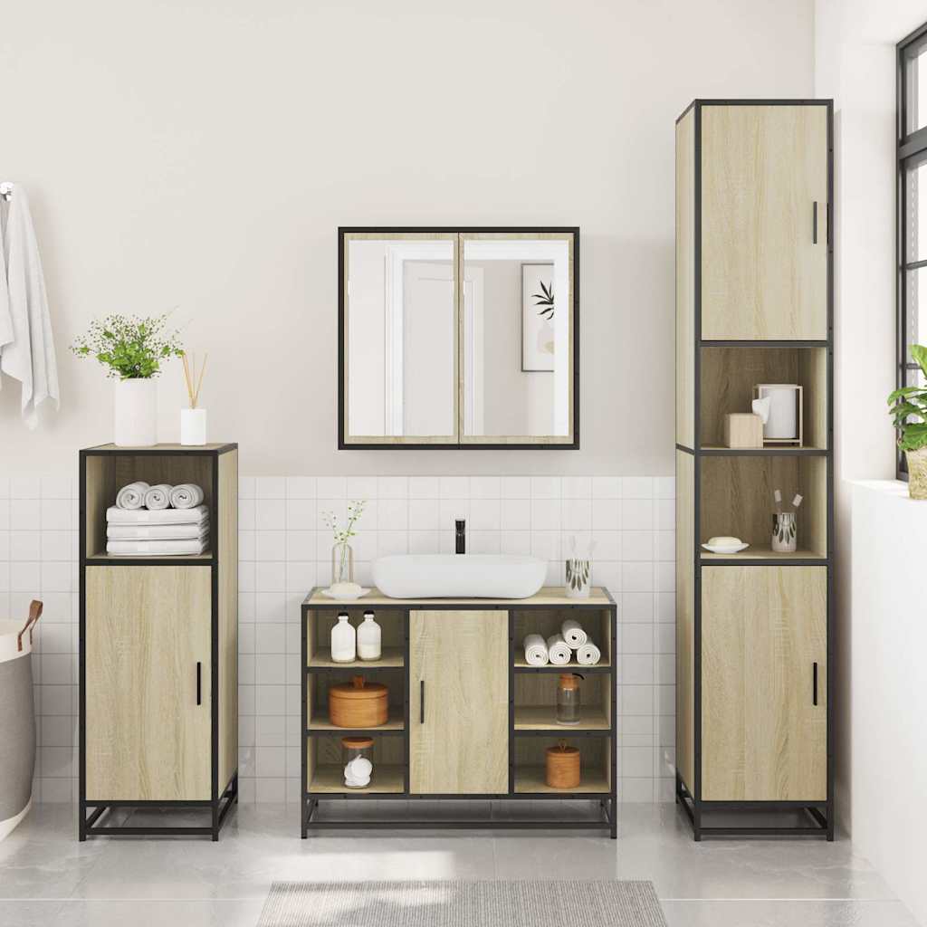 Washbasin base cabinet Sonoma oak 80x33x60 cm wood material