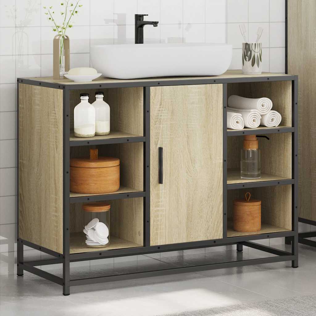 Washbasin base cabinet Sonoma oak 80x33x60 cm wood material