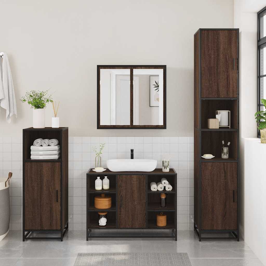 Washbasin Cabinet Brown Oak Look 80x33x60 cm