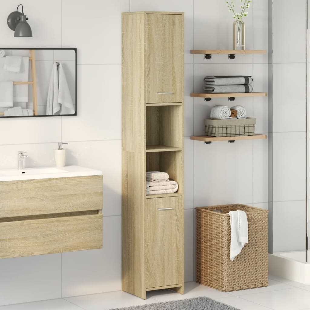 Bathroom Cabinet Sonoma Oak 30x30x183.5 cm Wood Material