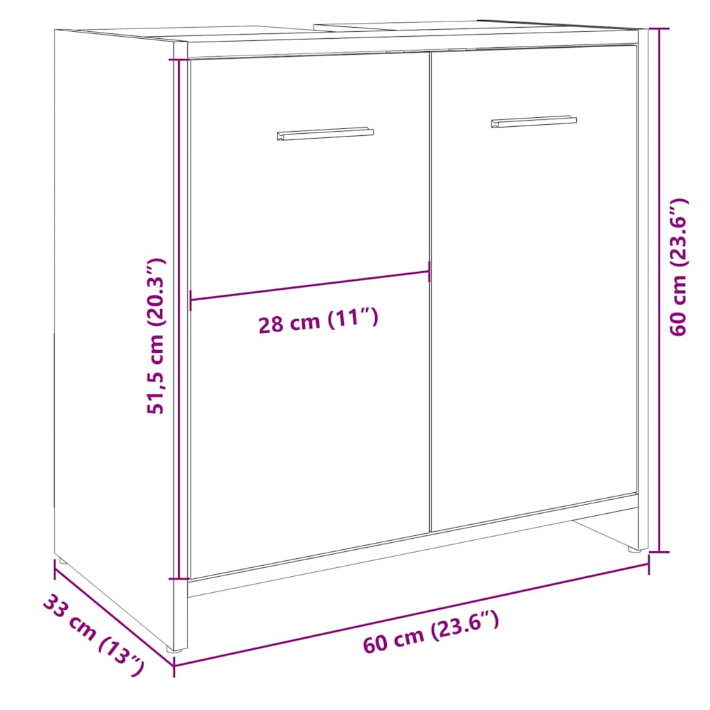 Washbasin base cabinet Sonoma oak 60x33x60 cm wood material