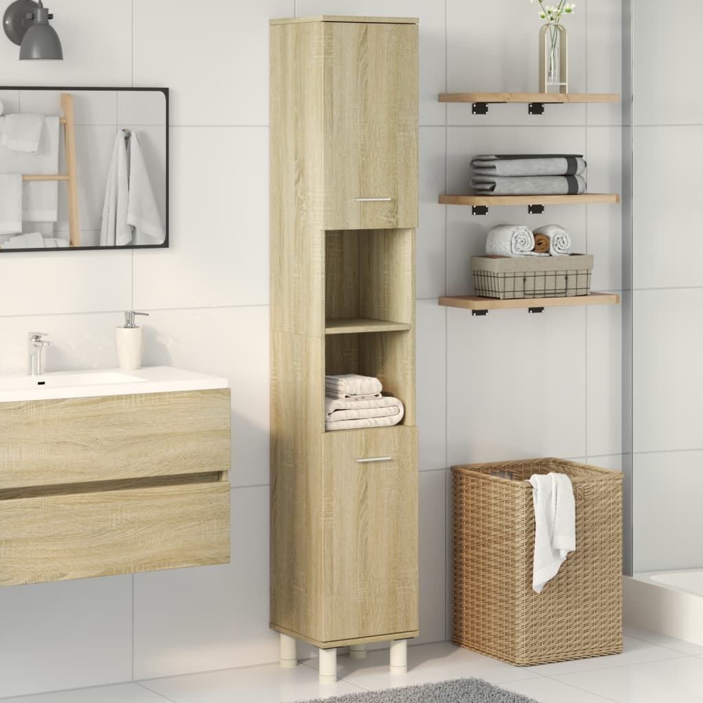 Bathroom Cabinet Sonoma Oak 30.5x30x179 cm Wood Material