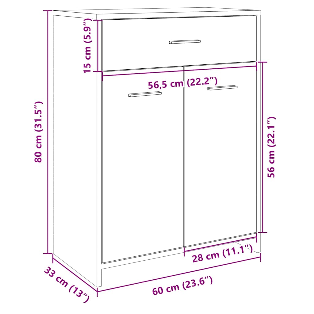 Bathroom Cabinet Sonoma Oak 60x33x80 cm Wood Material