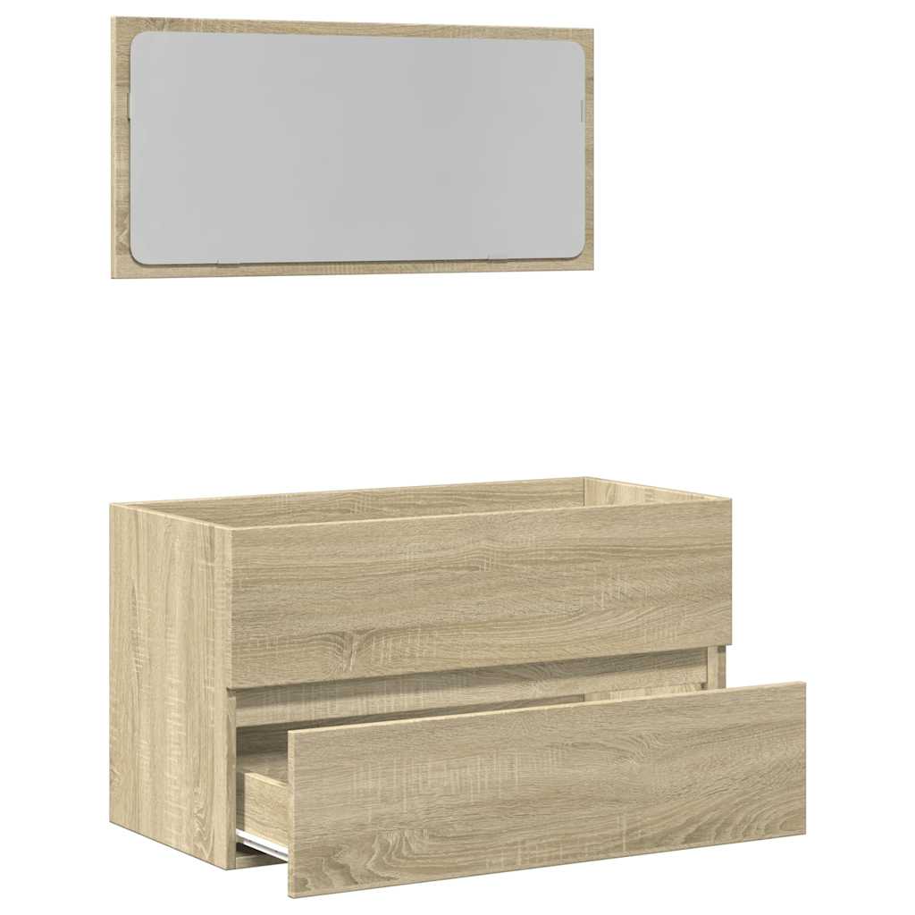 Bathroom Cabinet with Mirror Sonoma Oak 80x38.5x45 cm