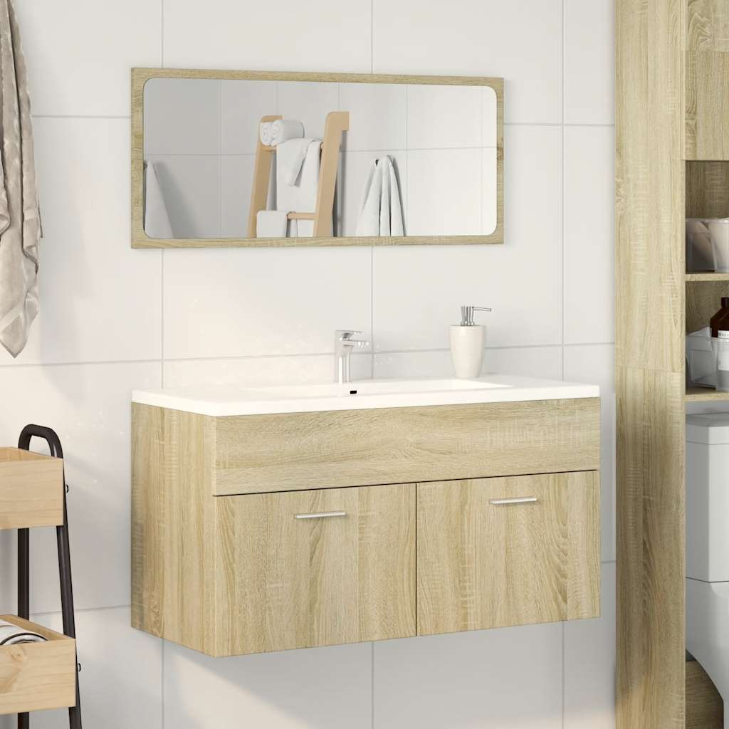 2-piece bathroom furniture set Sonoma oak wood material