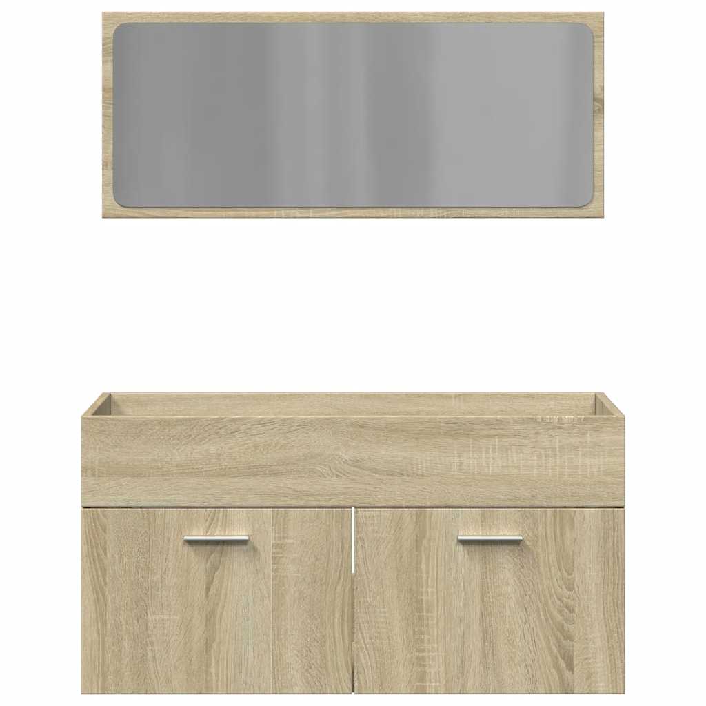 2-piece bathroom furniture set Sonoma oak wood material