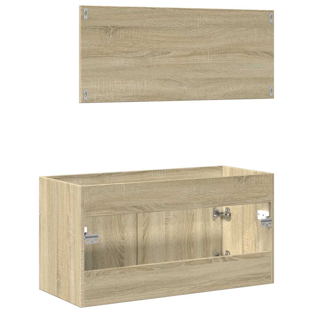 2-piece bathroom furniture set Sonoma oak wood material