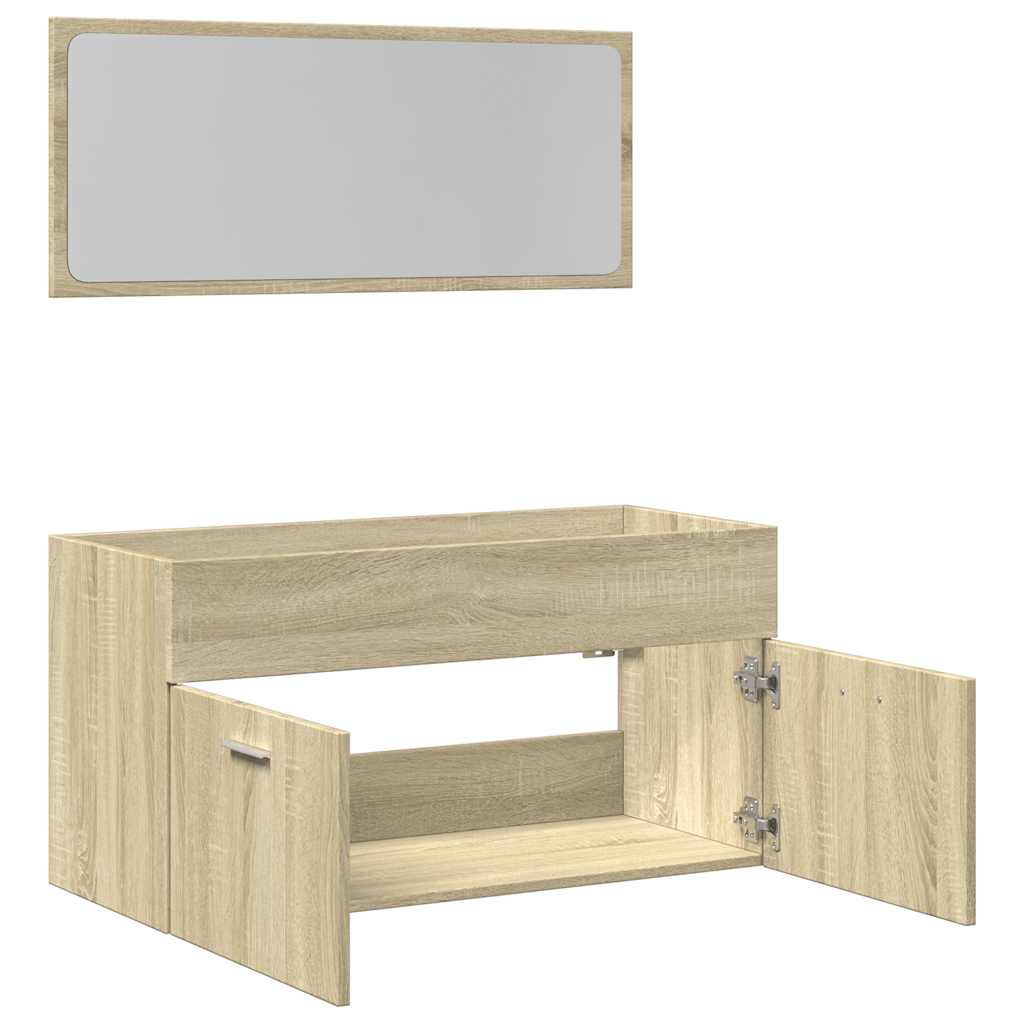 2-piece bathroom furniture set Sonoma oak wood material