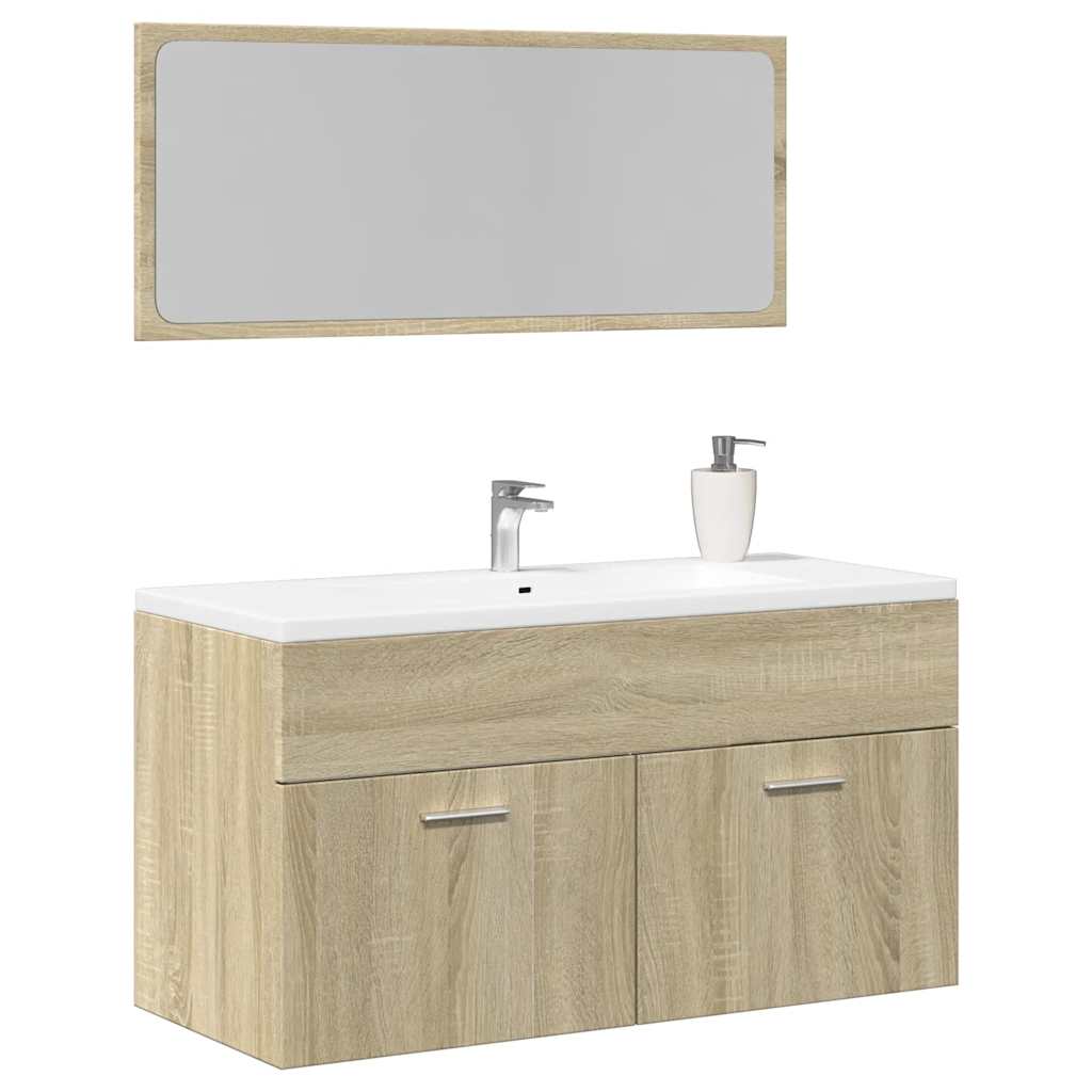 2-piece bathroom furniture set Sonoma oak wood material