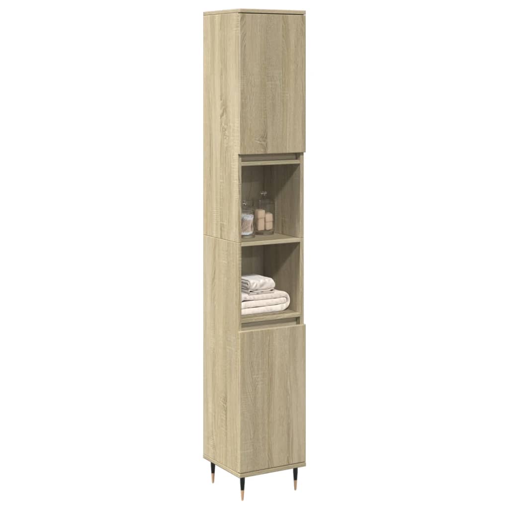 Bathroom Cabinet Sonoma Oak 30x30x190 cm Wood Material