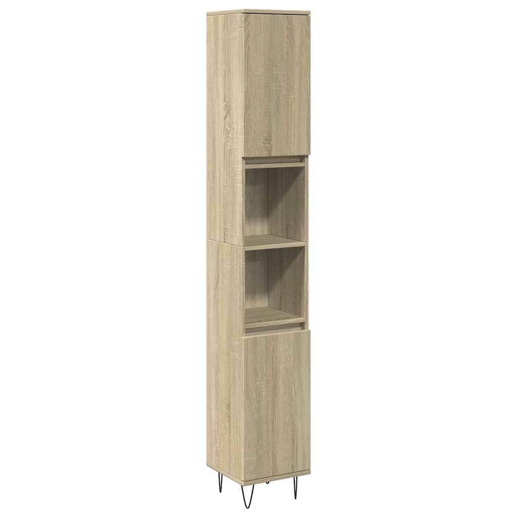 Bathroom Cabinet Sonoma Oak 30x30x190 cm Wood Material