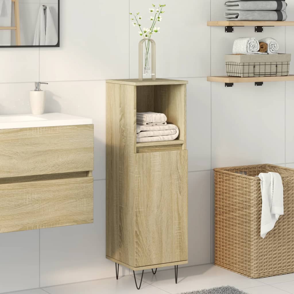 Bathroom Cabinet Sonoma Oak 30x30x100 cm Wood Material