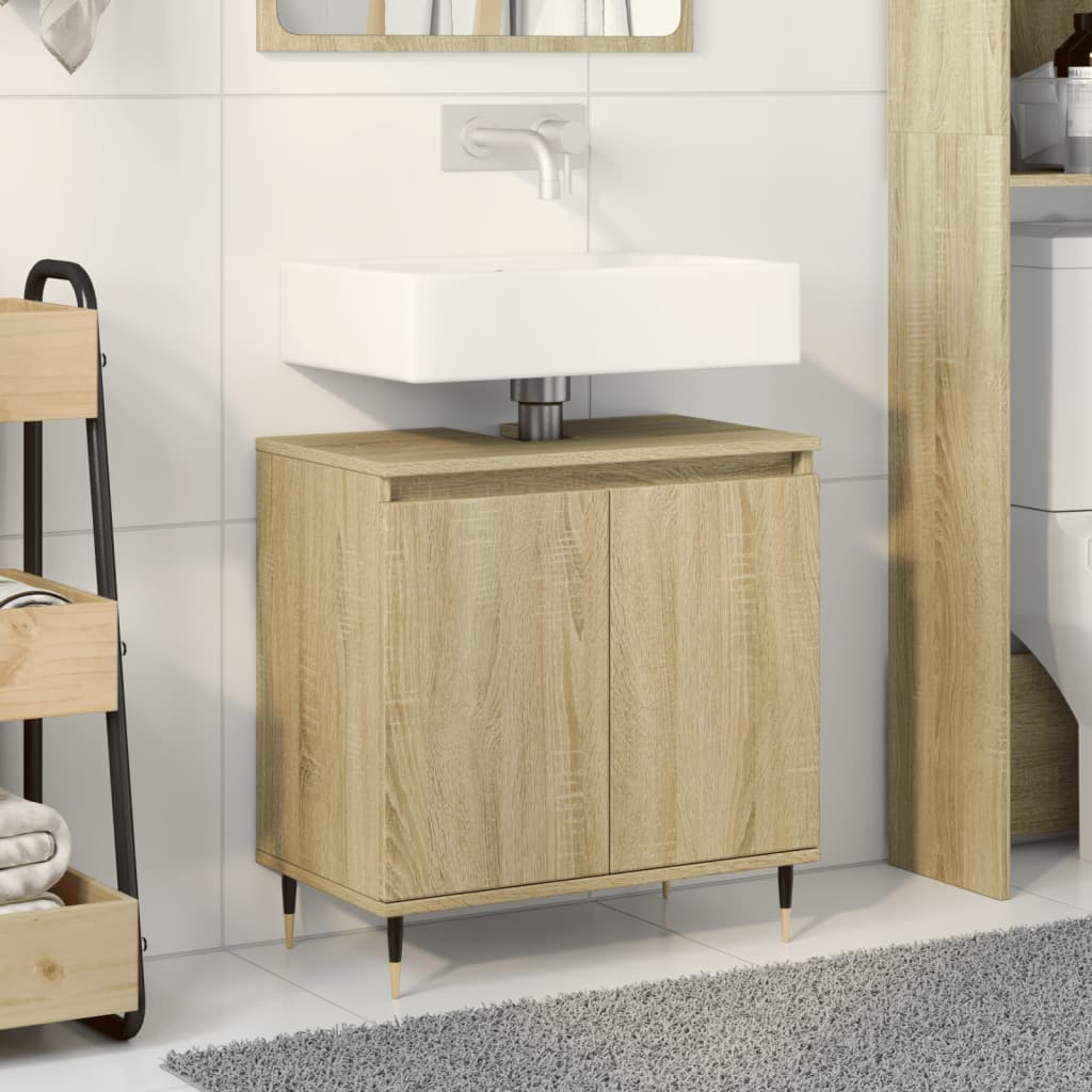 Bathroom Cabinet Sonoma Oak 58x33x60 cm Wood Material