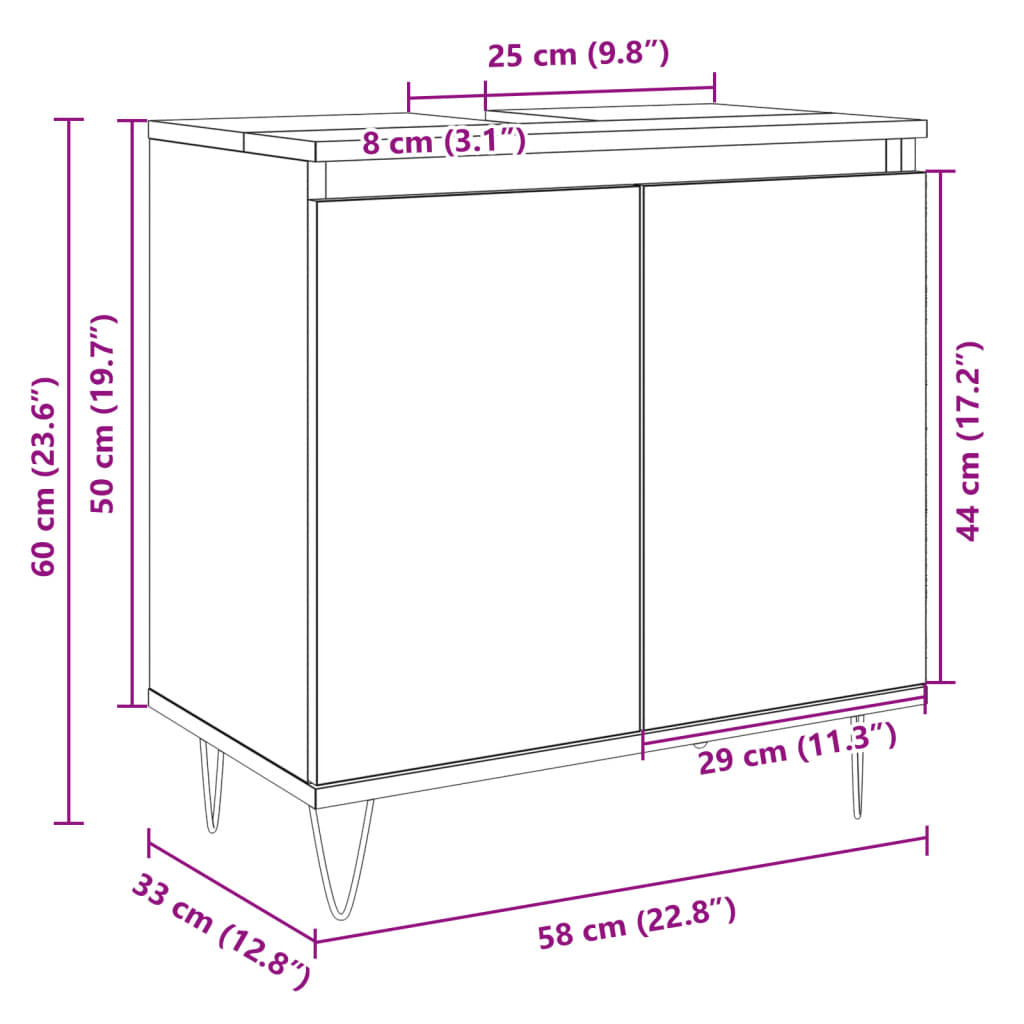 Badschrank Sonoma-Eiche 58x33x60 cm Holzwerkstoff