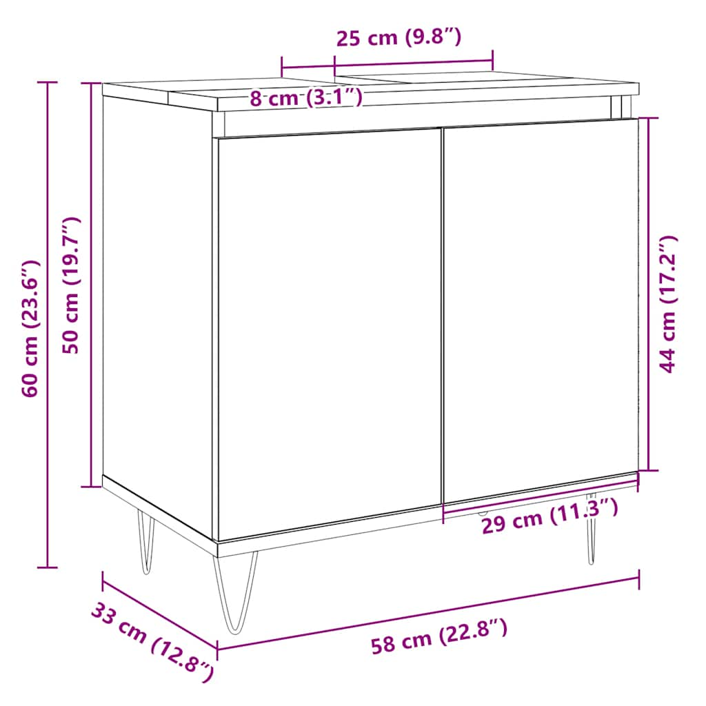 Bathroom Cabinet Sonoma Oak 58x33x60 cm Wood Material