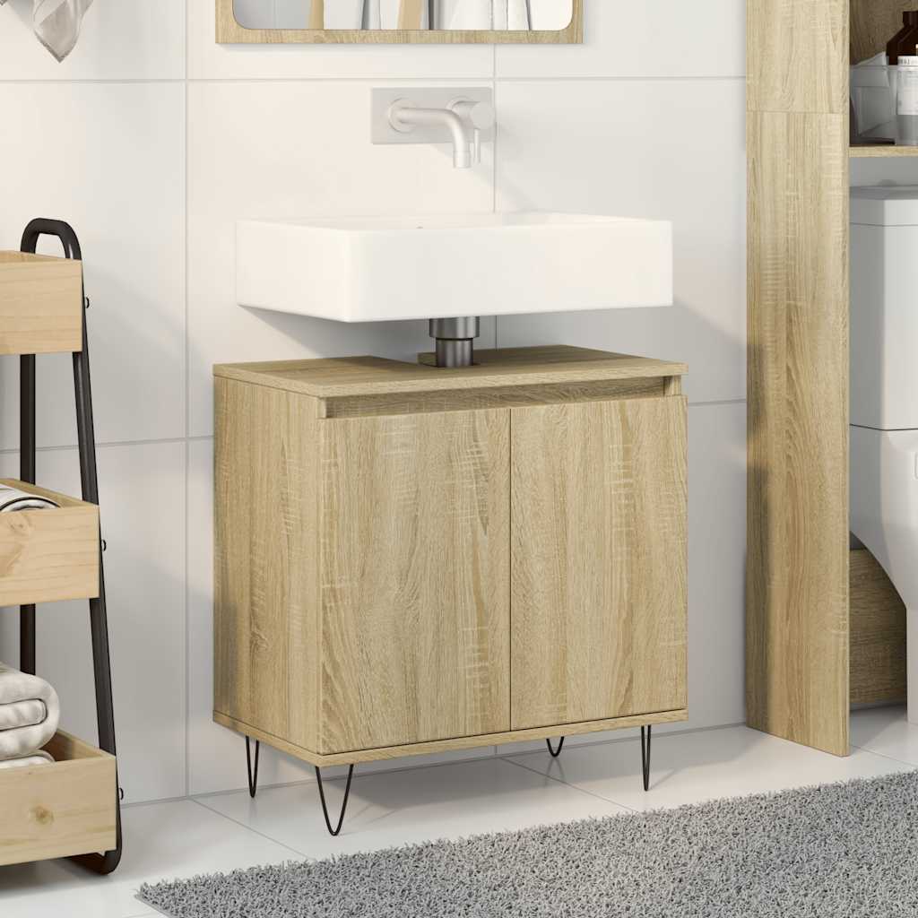 Bathroom Cabinet Sonoma Oak 58x33x60 cm Wood Material