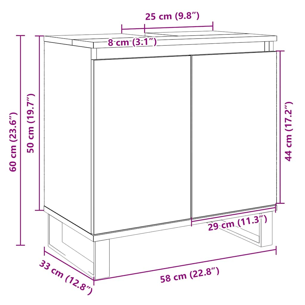 Bathroom Cabinet Sonoma Oak 58x33x60 cm Wood Material