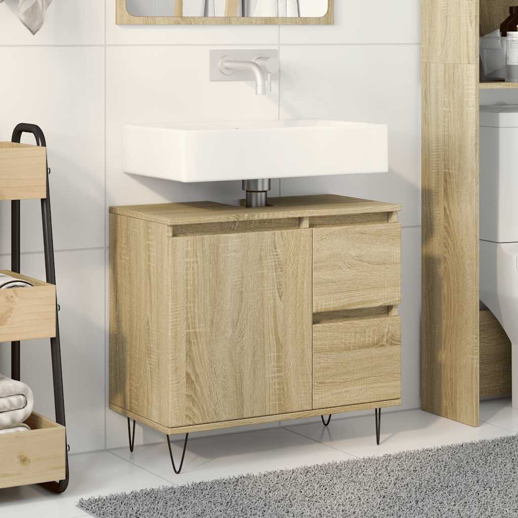 Bathroom Cabinet Sonoma Oak 65x33x60 cm Wood Material