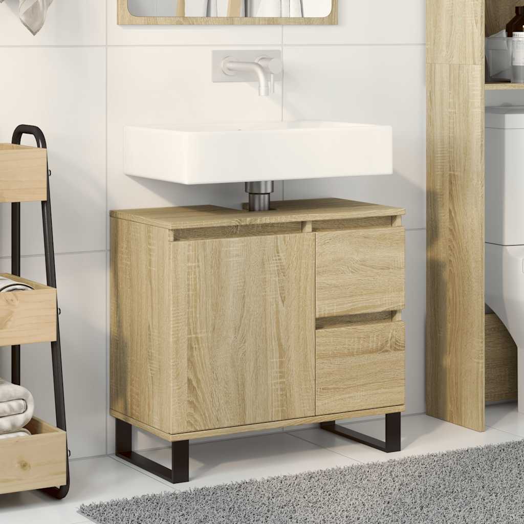 Bathroom Cabinet Sonoma Oak 65x33x60 cm Wood Material