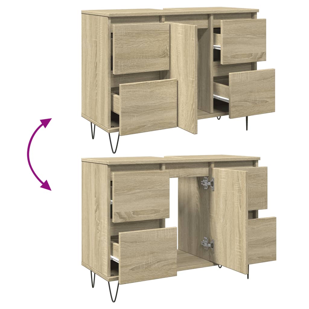 Badschrank Sonoma-Eiche 80x33x60 cm Holzwerkstoff