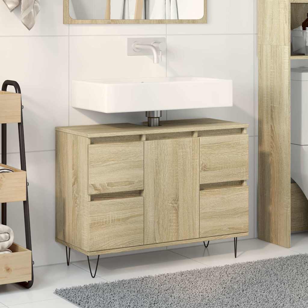 Bathroom Cabinet Sonoma Oak 80x33x60 cm Wood Material