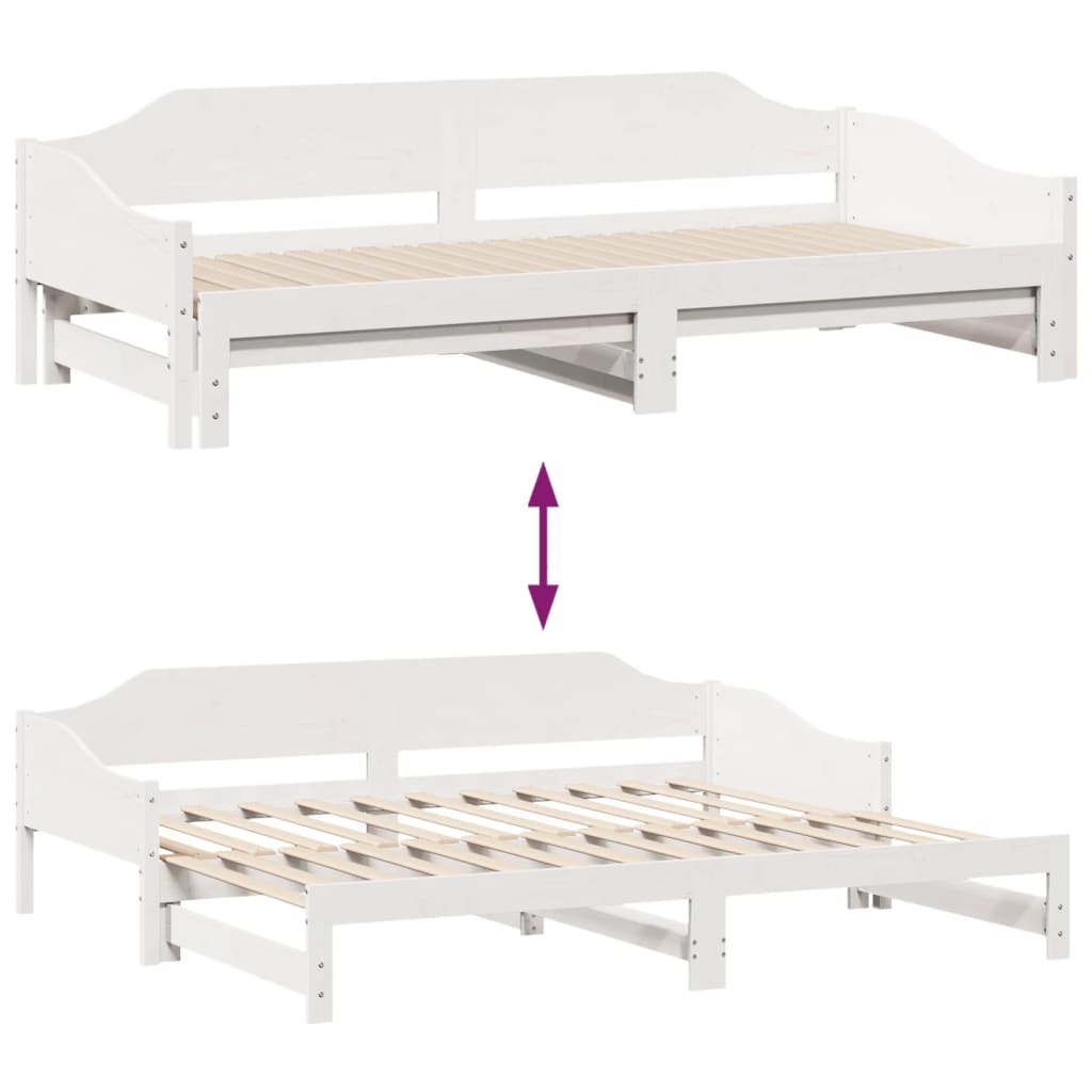 Daybed Extendable White 90x200 cm Solid Pine