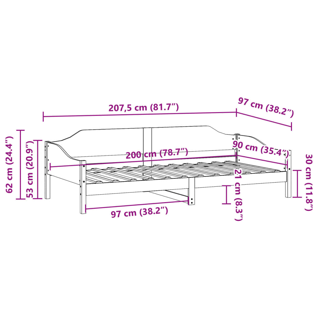 Solid wood bed without mattress white 90x200 cm pinewood