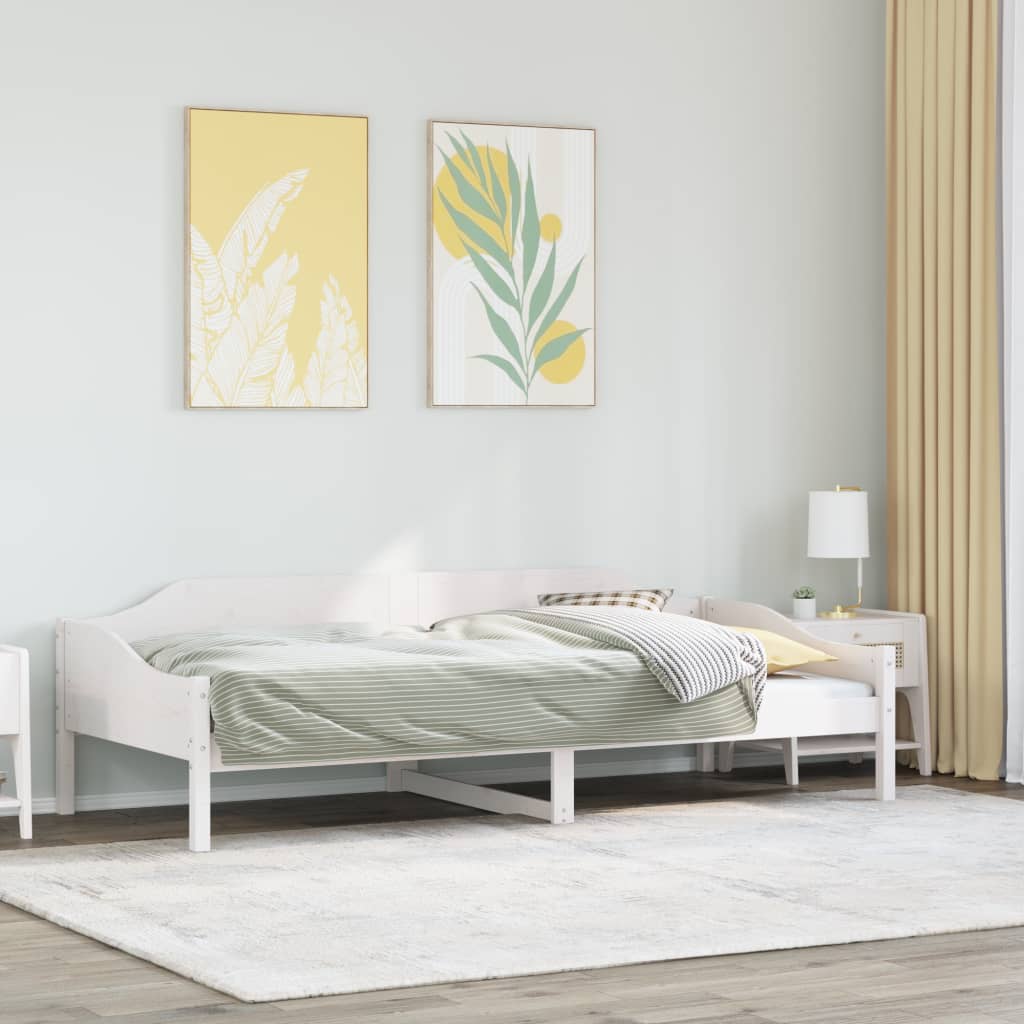 Solid wood bed without mattress white 90x200 cm pinewood