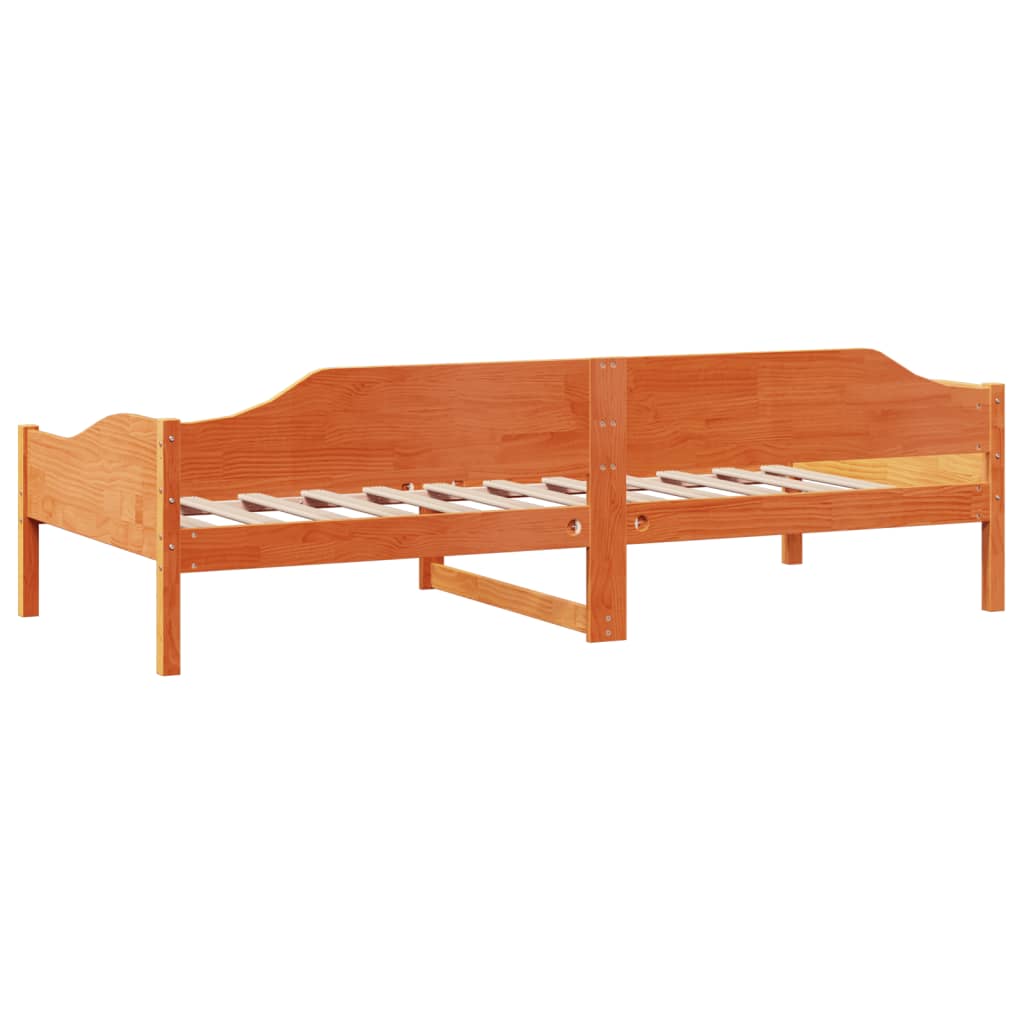 Solid wood bed without mattress wax brown 90x200 pinewood