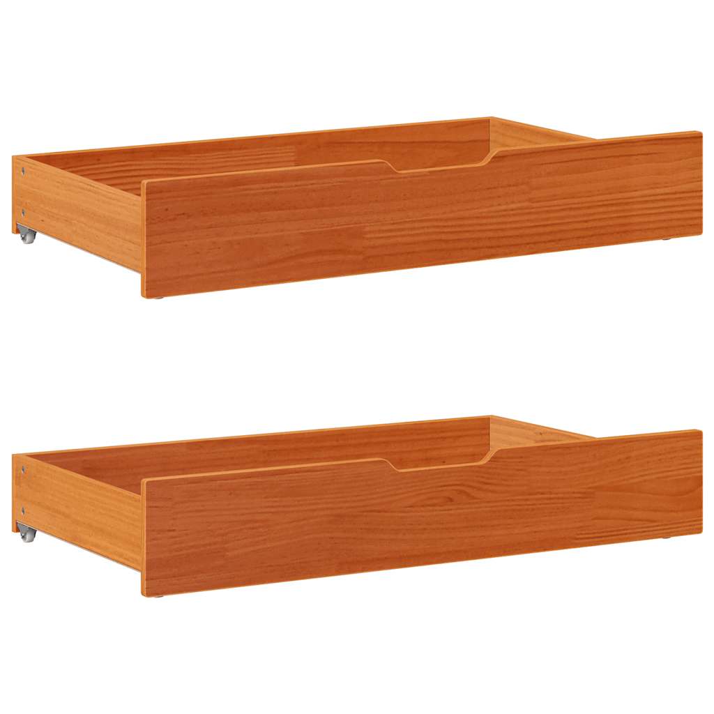 Bed drawers 2 pcs. Wax brown 95x55x16 cm solid pine wood