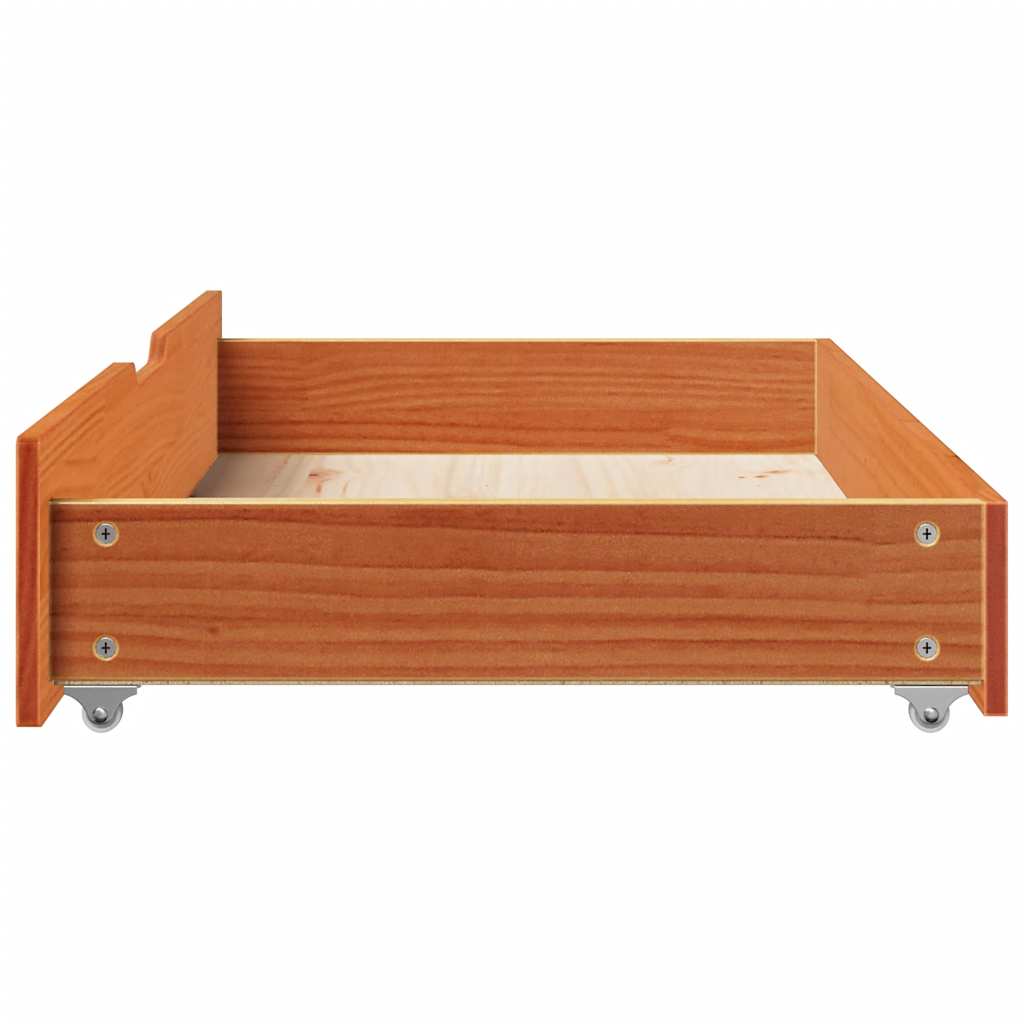 Bed drawers 2 pcs. Wax brown 95x55x16 cm solid pine wood