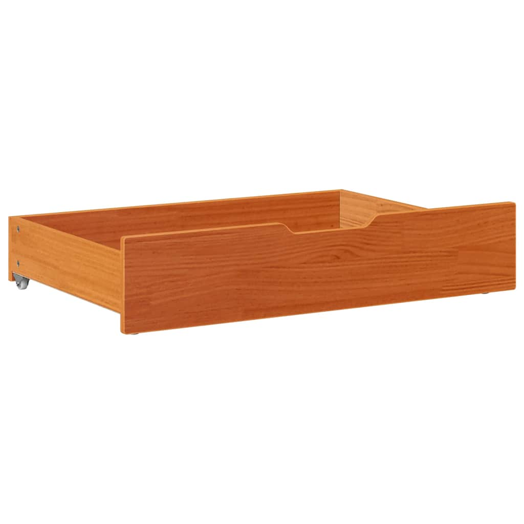 Bed drawers 2 pcs. Wax brown 85x55x16 cm solid pine wood