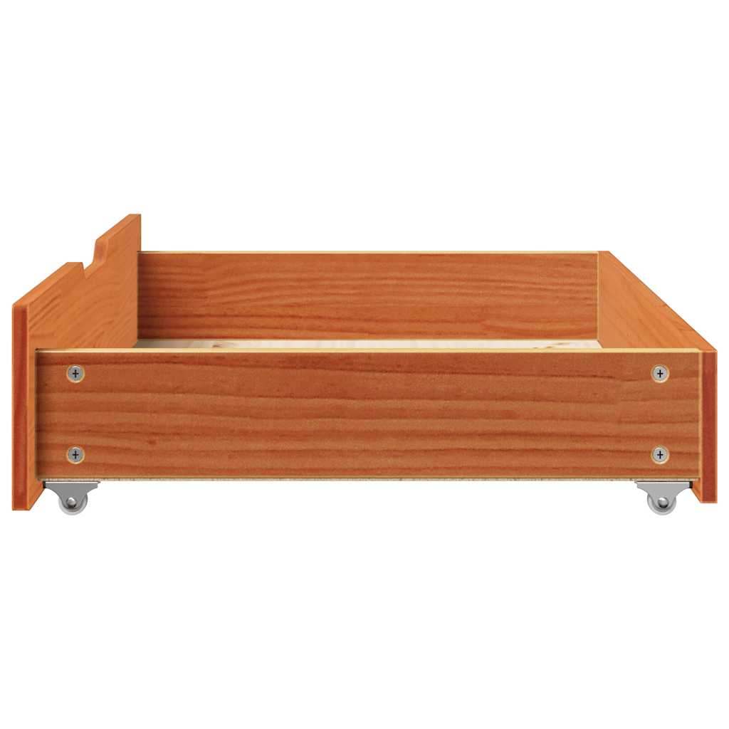 Bed drawers 2 pcs. Wax brown 85x55x16 cm solid pine wood