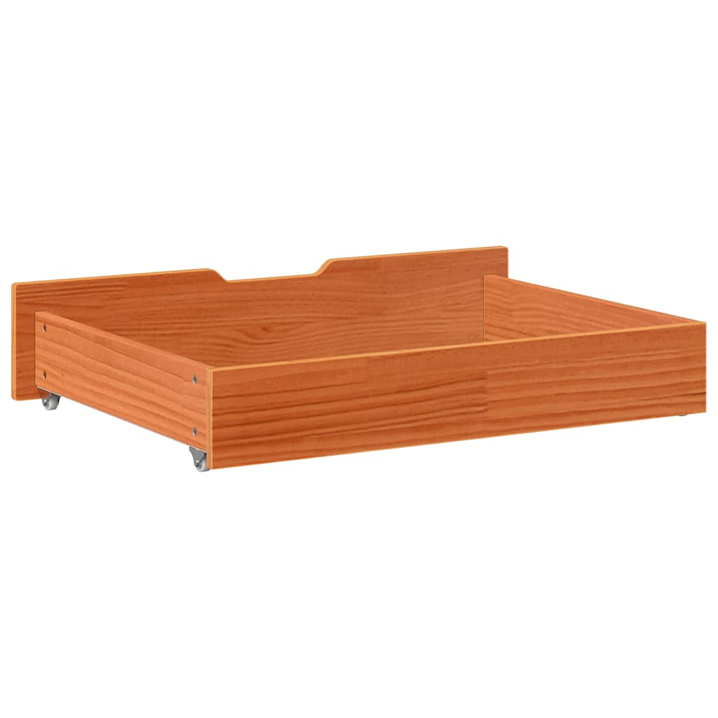 Bed drawers 2 pcs. Wax brown 85x55x16 cm solid pine wood