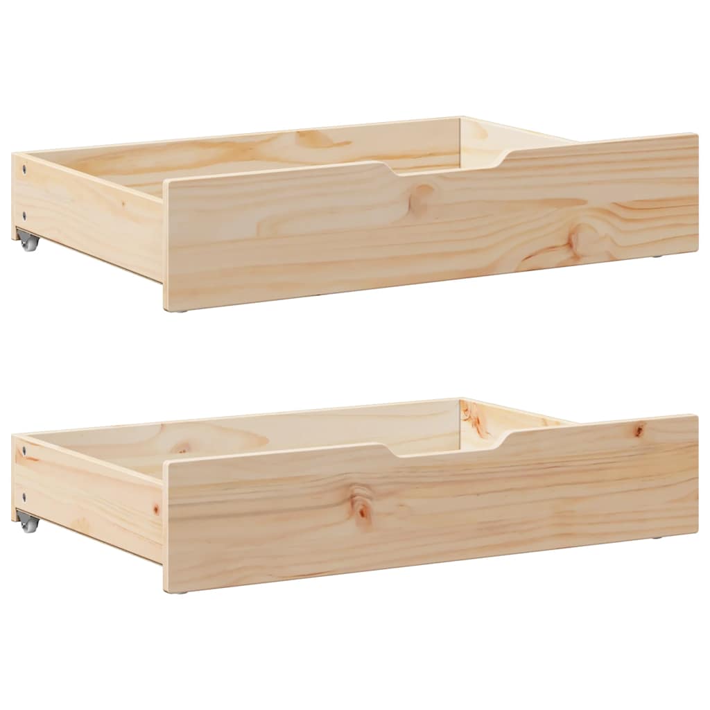 Bed drawers with wheels 2 pcs. 80x55x16 cm solid pine wood