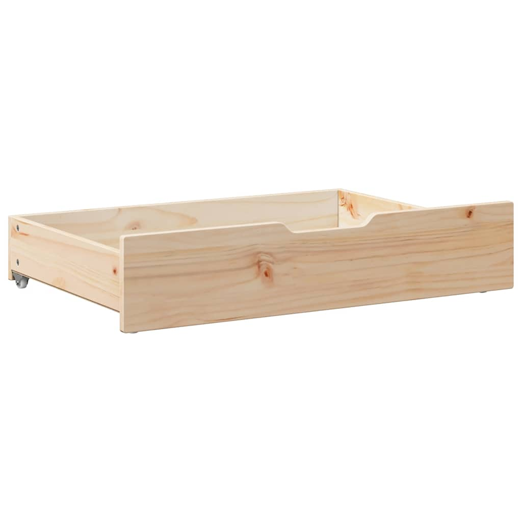 Bed drawers with wheels 2 pcs. 80x55x16 cm solid pine wood