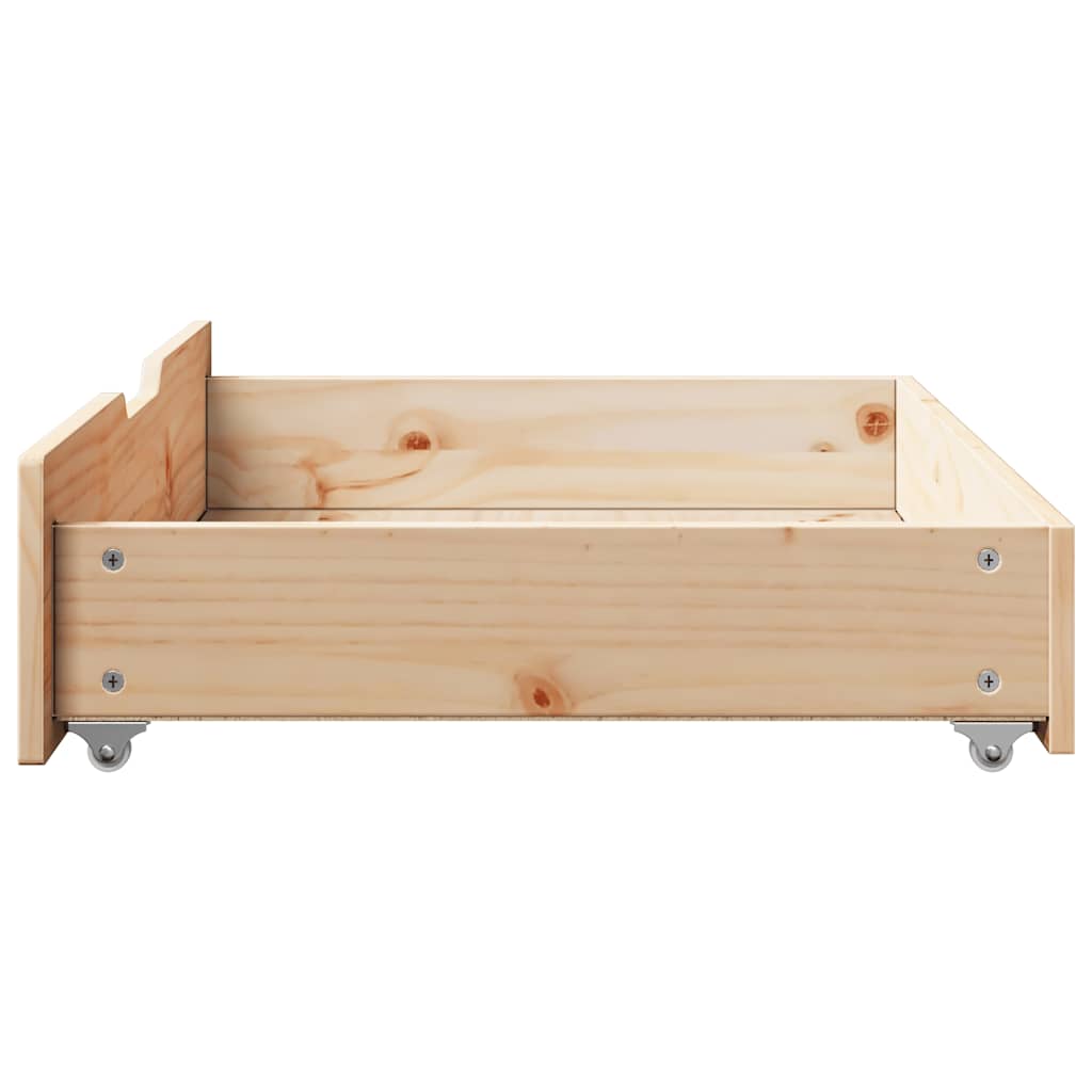 Bed drawers with wheels 2 pcs. 80x55x16 cm solid pine wood