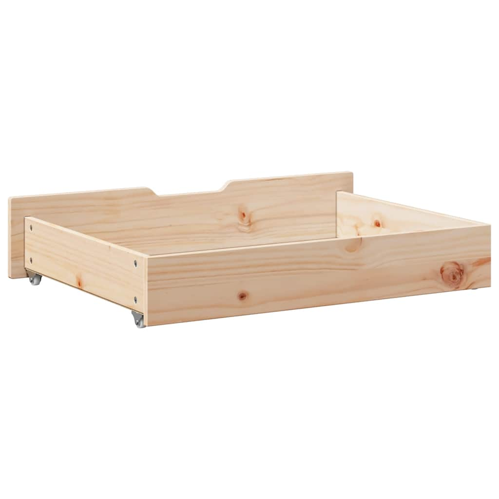 Bed drawers with wheels 2 pcs. 80x55x16 cm solid pine wood