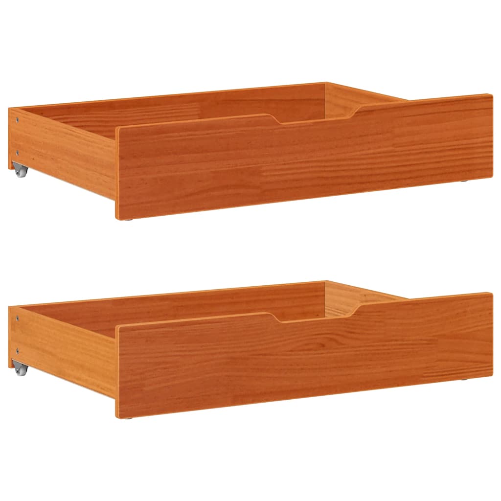 Bed drawers 2 pcs. Wax brown 80x55x16 cm solid pine wood