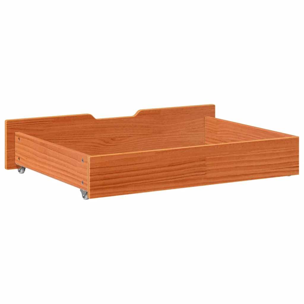 Bed drawers 2 pcs. Wax brown 80x55x16 cm solid pine wood